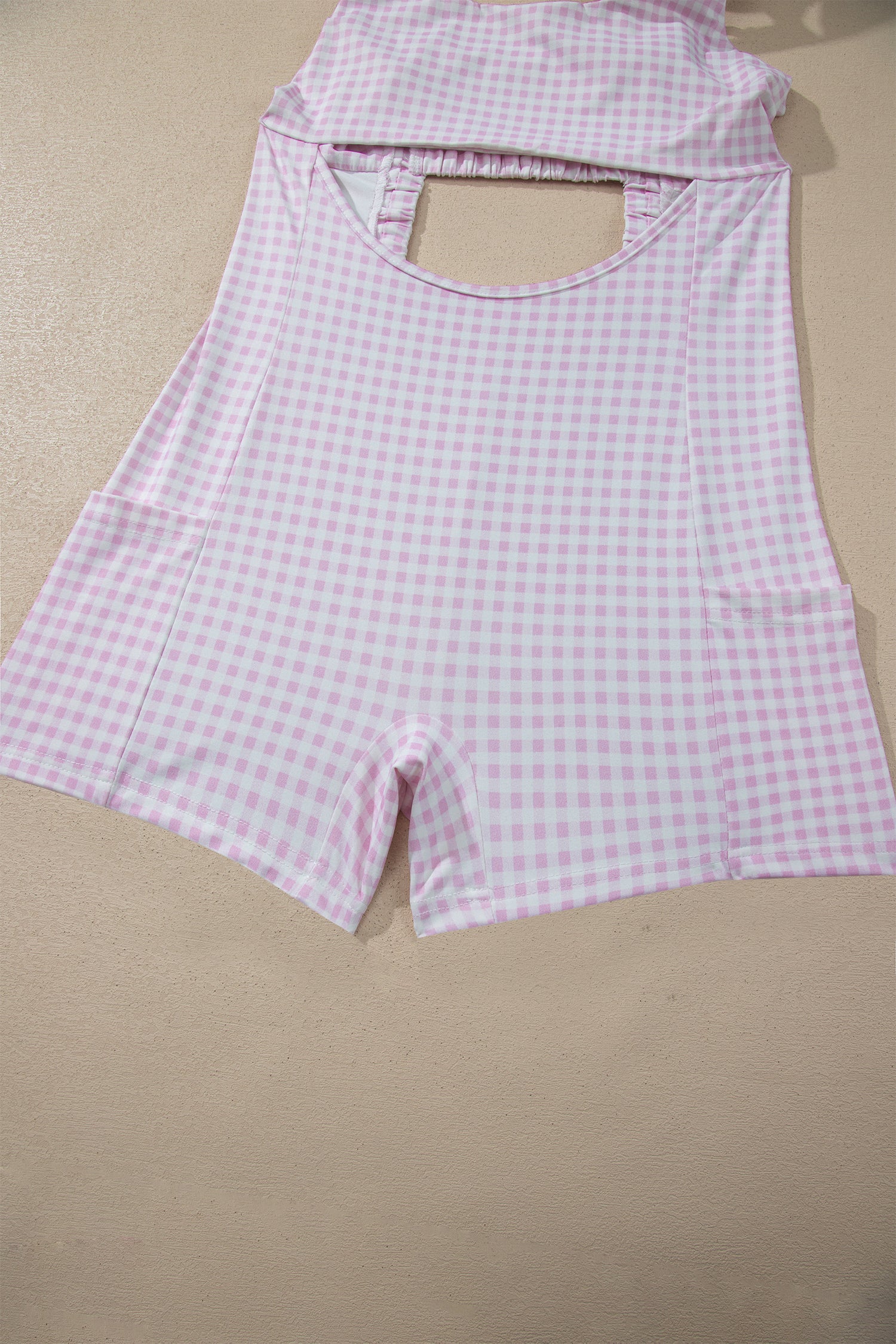 Racing Red Faux Two Piece Gingham Contrast Patchwork Loose Mini Dress