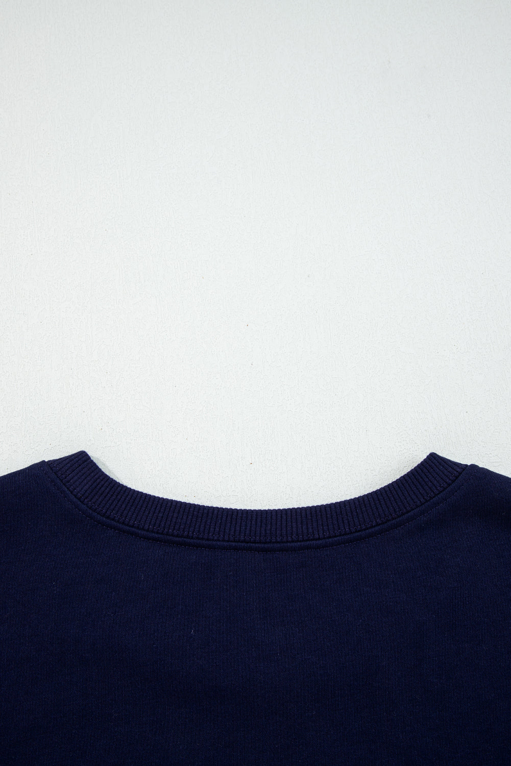 Navy Blue CLASSY UNTIL KICKOFF Plush Letter Patched Loose Sweatshirt