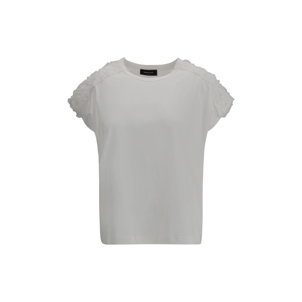 T-Shirt with tulle appliqués