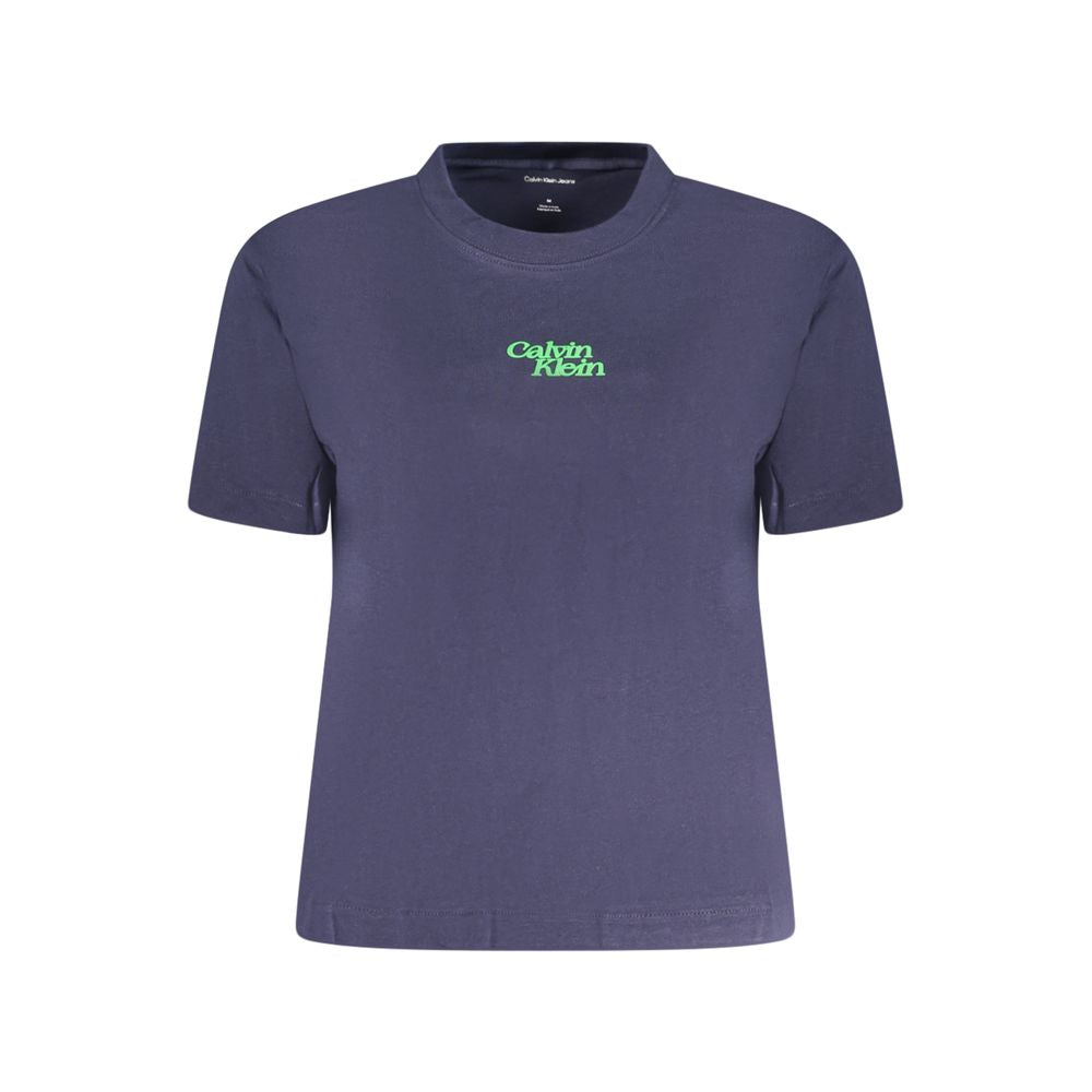 Blue Cotton Women T-Shirt