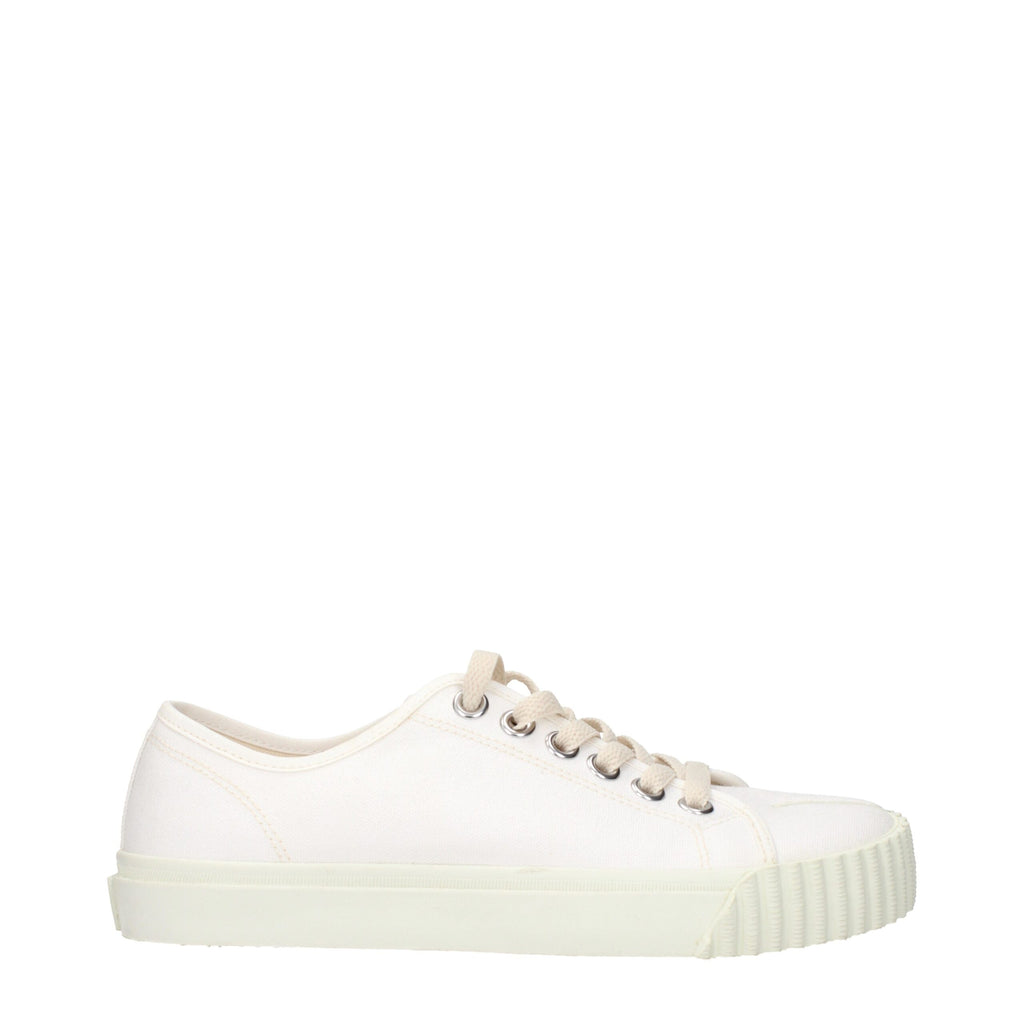 White Fabric Low Tops