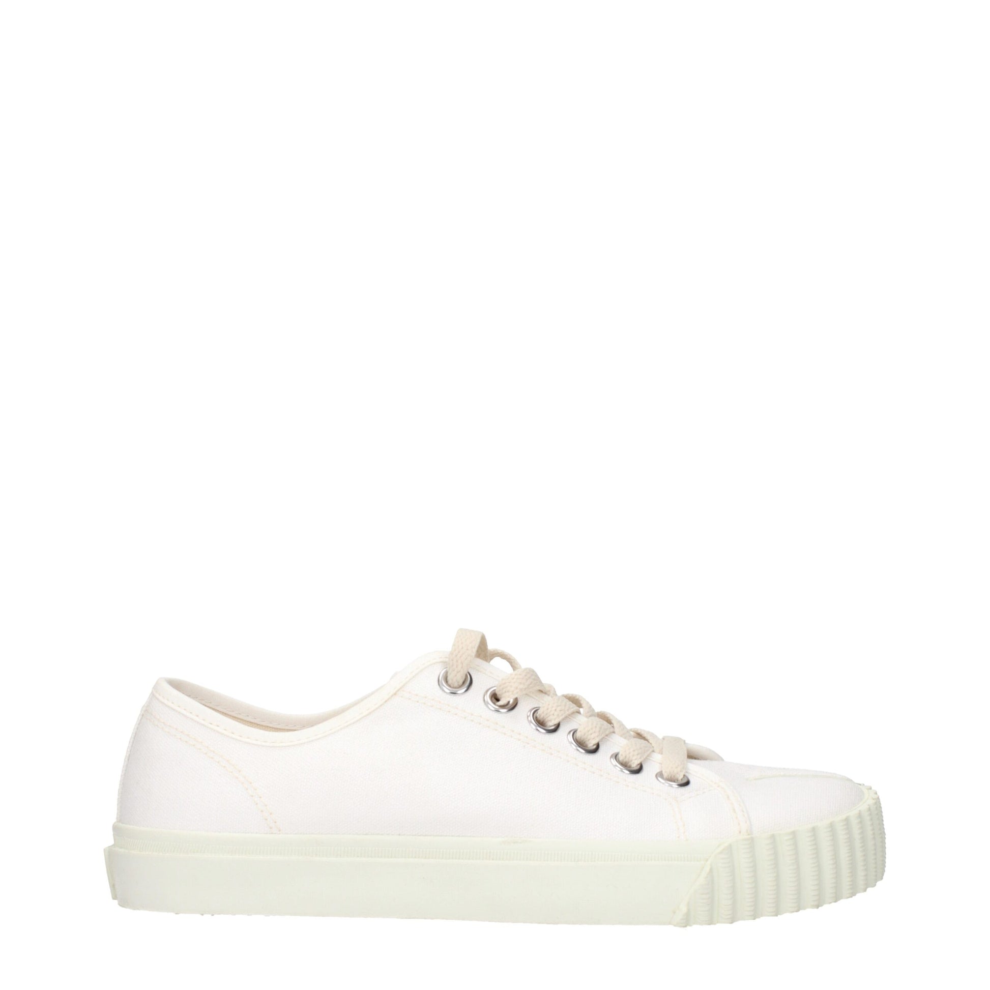 White Fabric Low Tops