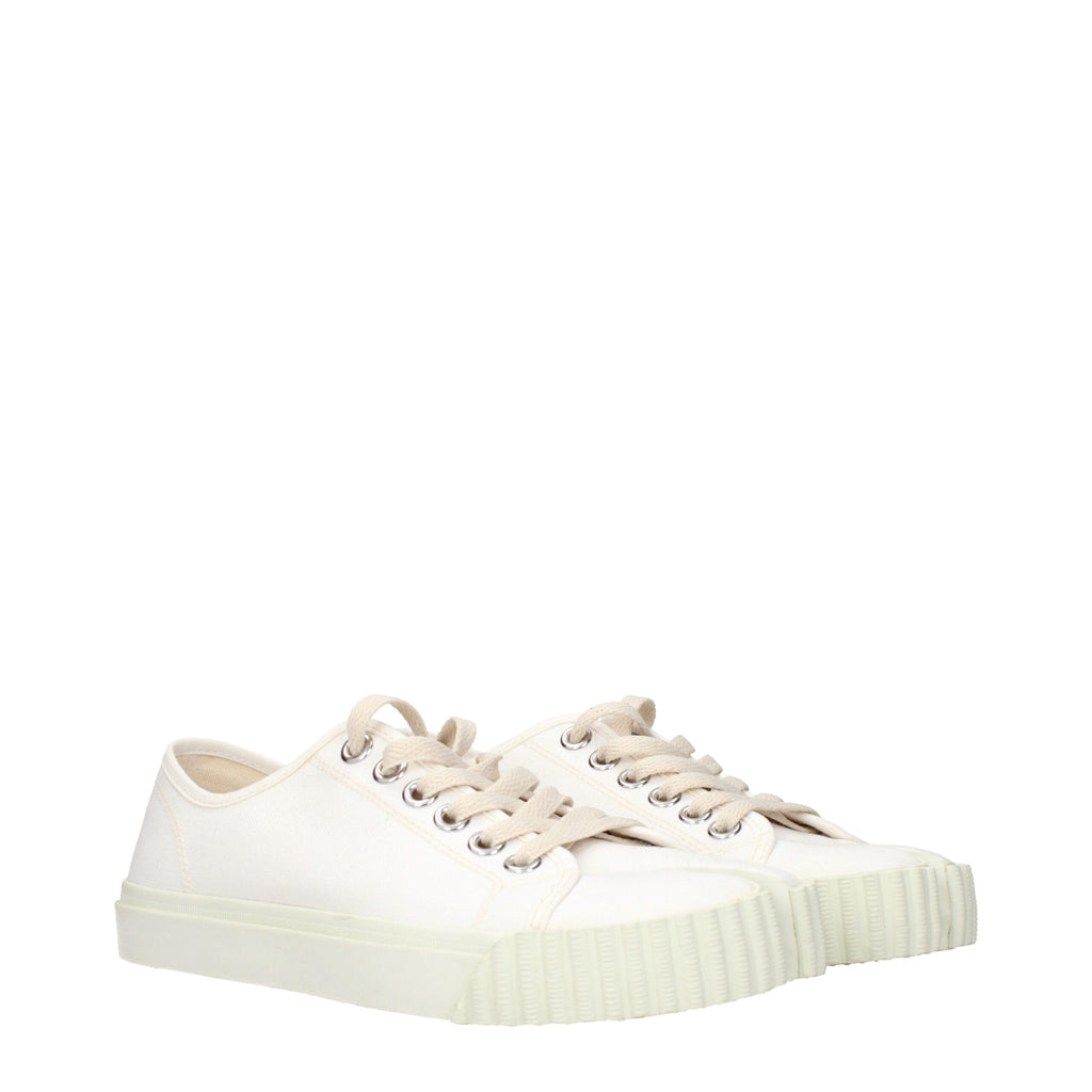 White Fabric Low Tops