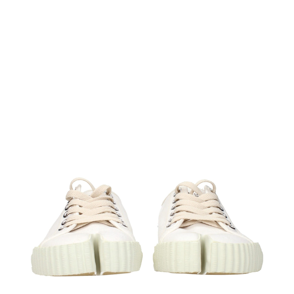 White Fabric Low Tops