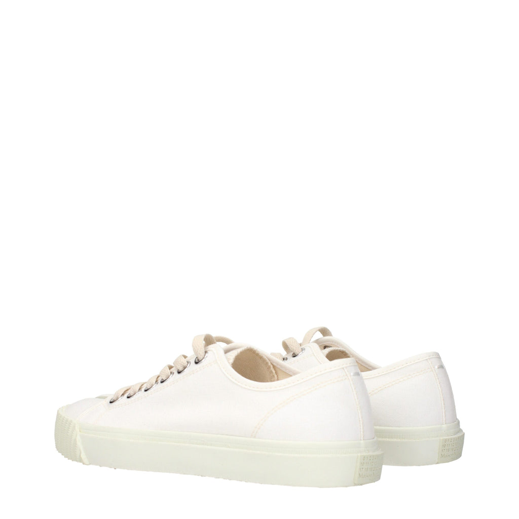 White Fabric Low Tops