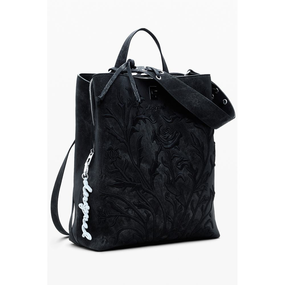 Black Polyethylene Women Backpack