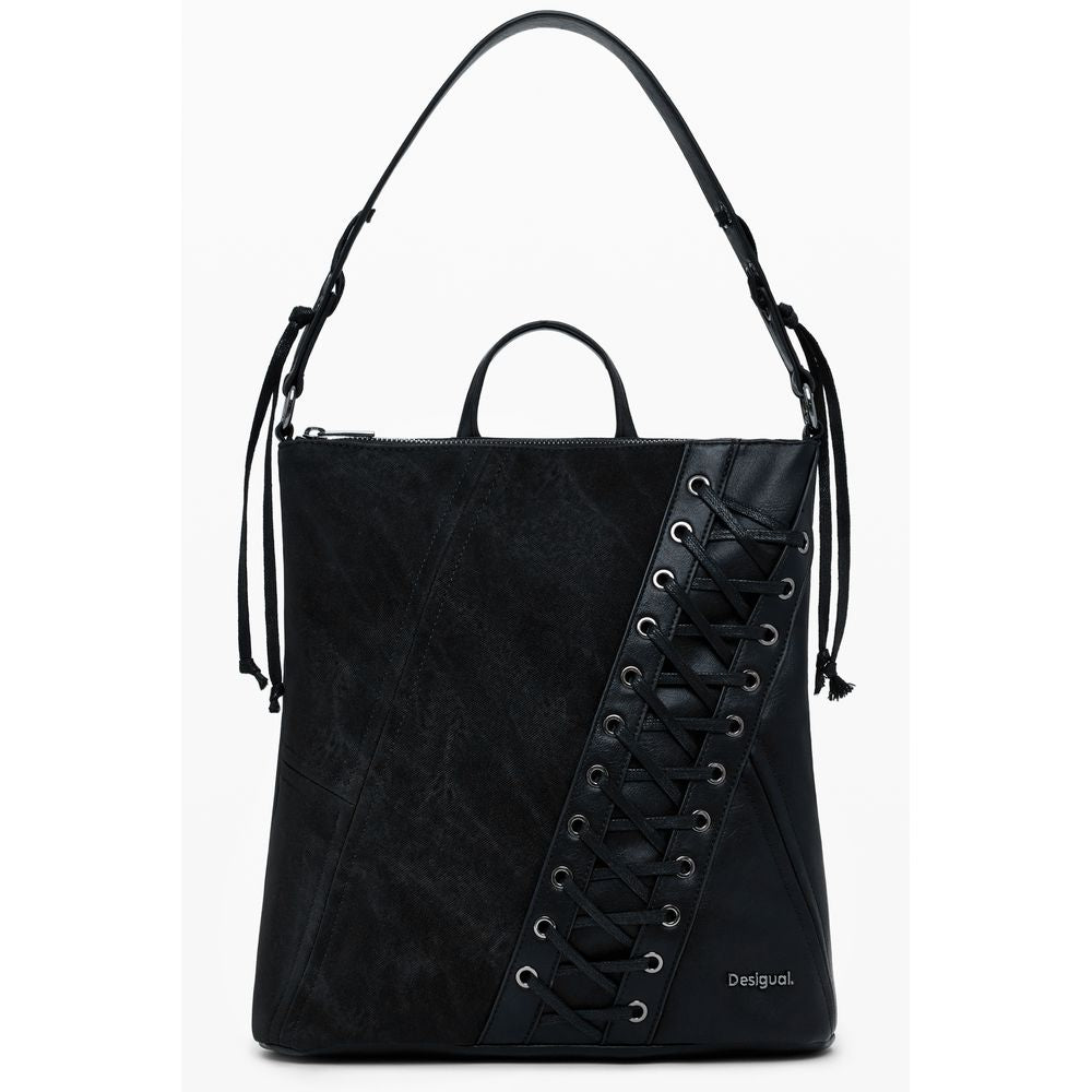 Black Polyethylene Women Backpack