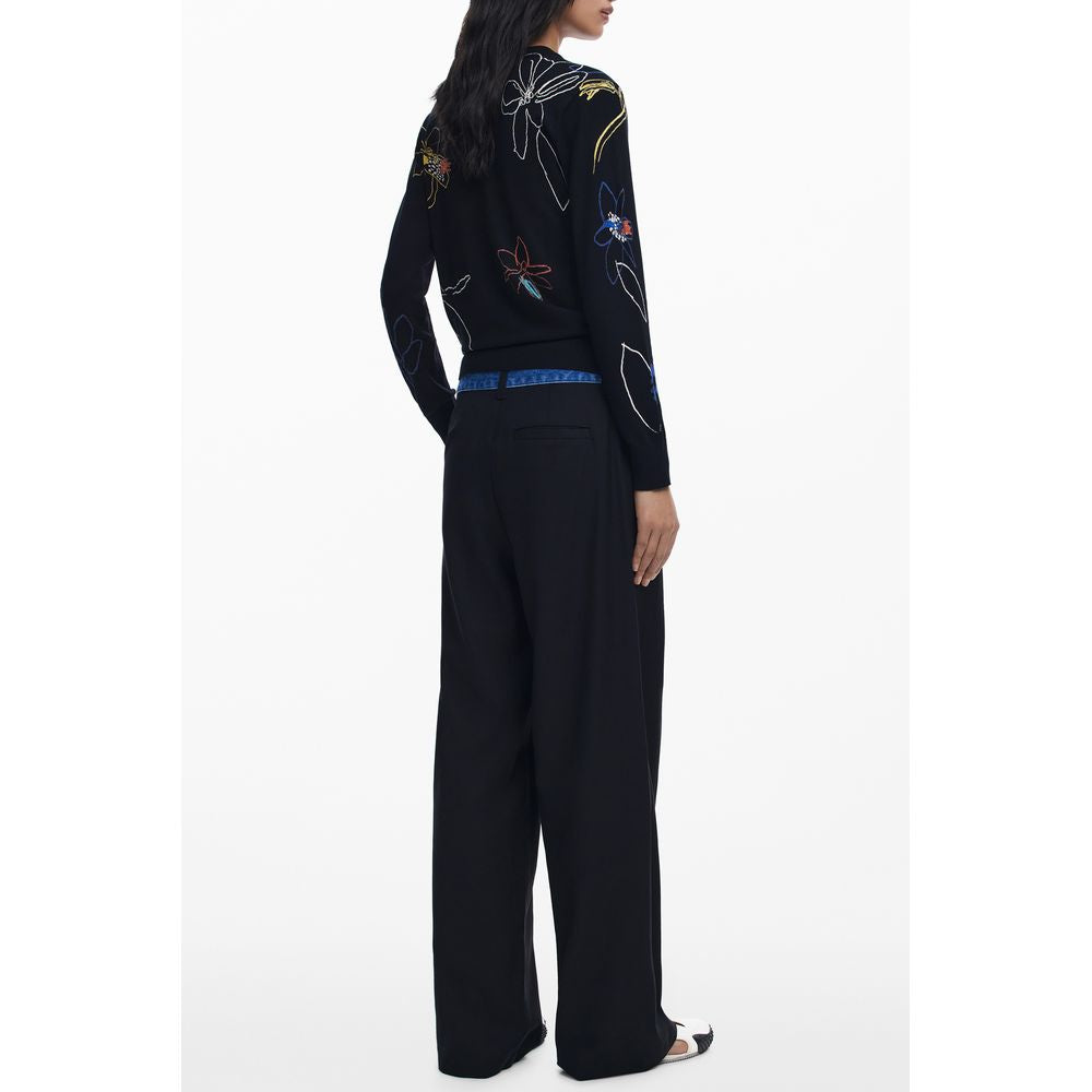 Black Viscose Women Sweater