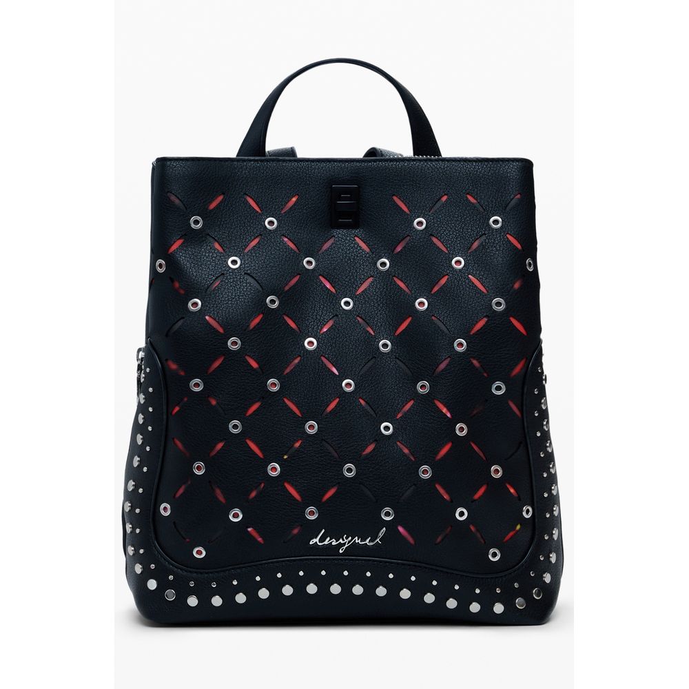 Black Polyethylene Women Backpack