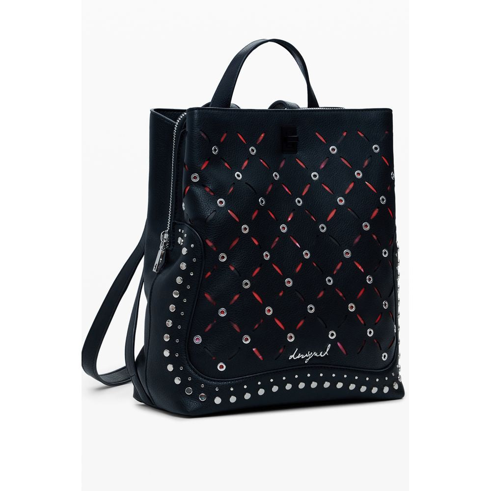 Black Polyethylene Women Backpack