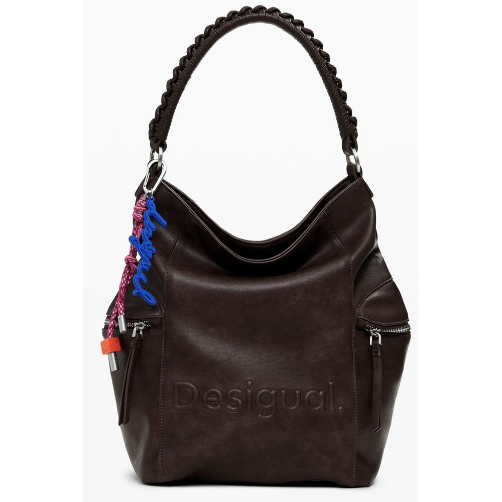 Brown Polyethylene Women Backpack