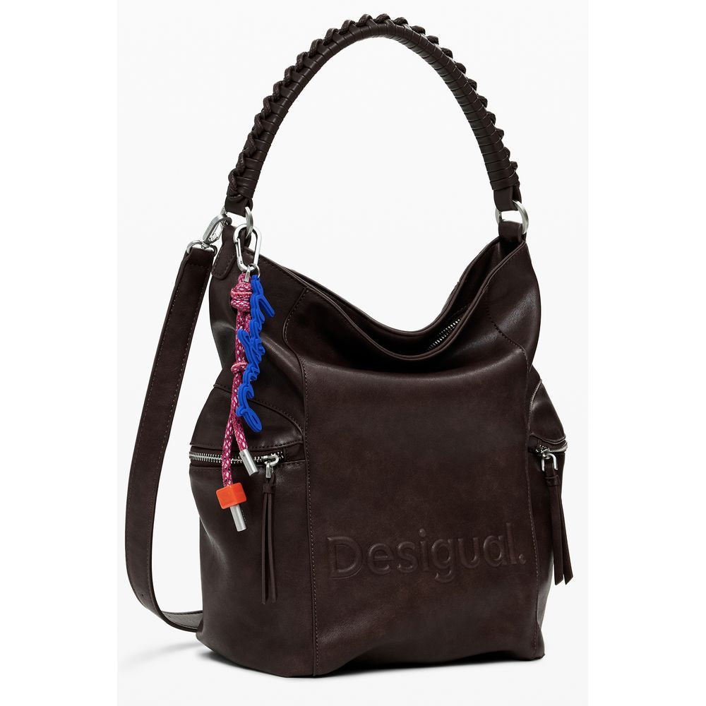 Brown Polyethylene Women Backpack