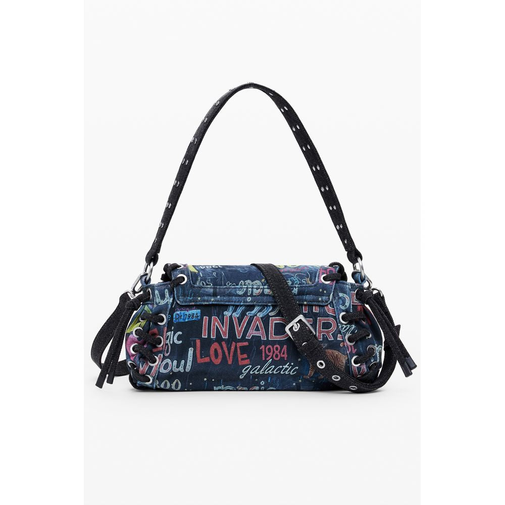 Blue Cotton Women Handbag