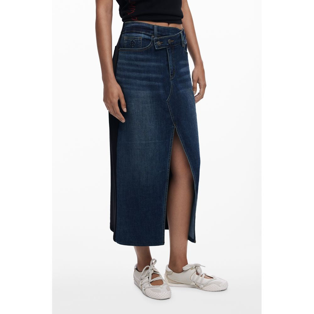 Blue Cotton Women Skirt