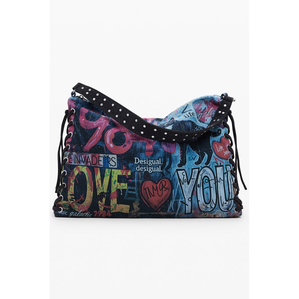 Blue Cotton Women Handbag