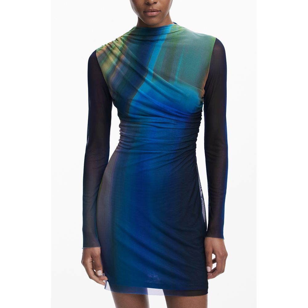 Blue Polyester Women Dress