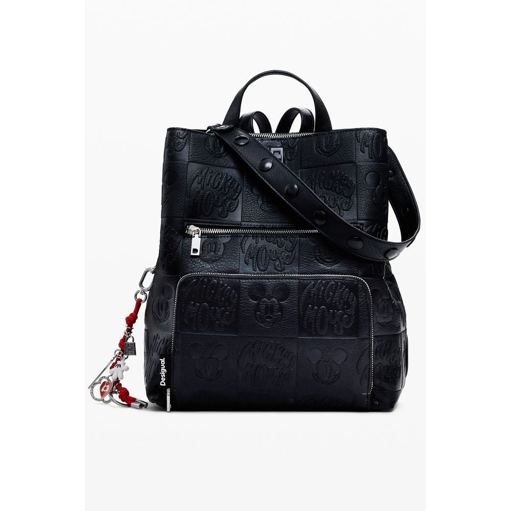 Black Polyethylene Women Backpack