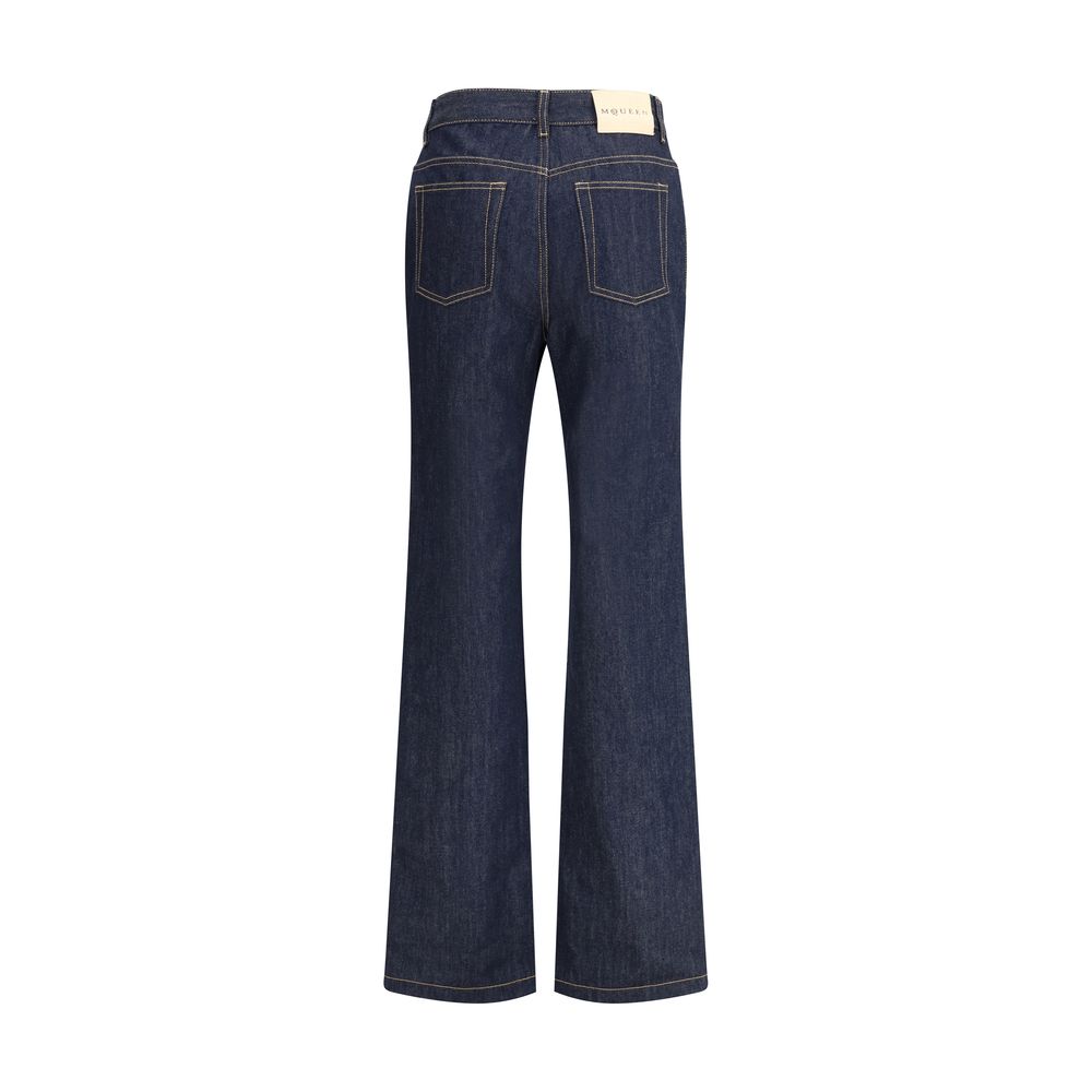 Denim Jeans feature a straight leg