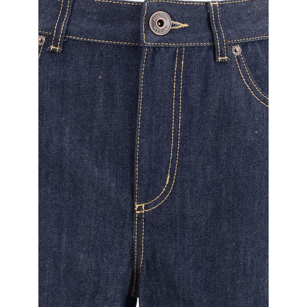 Denim Jeans feature a straight leg