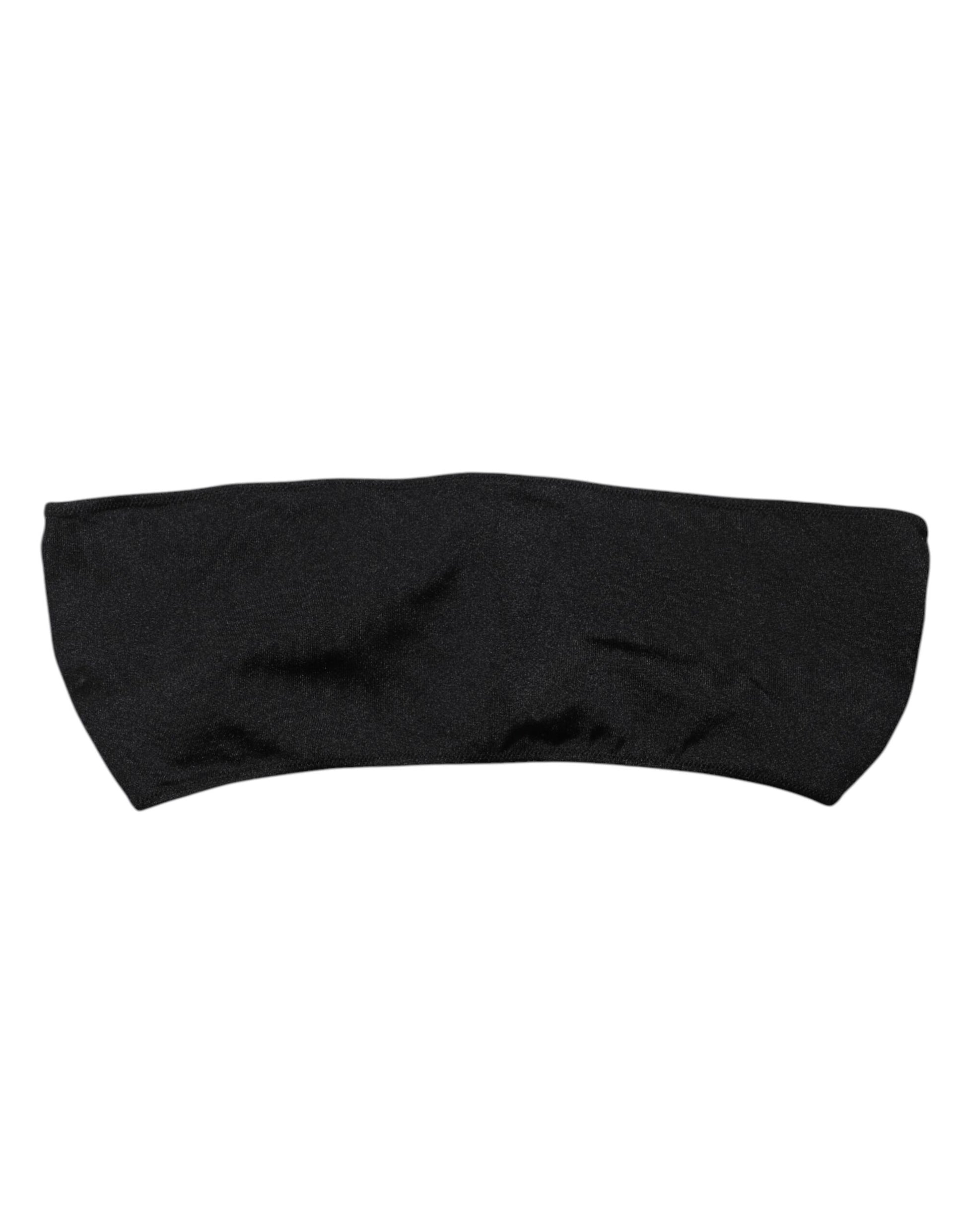 Black Nylon Blend Bandeau Strapless Tube Top