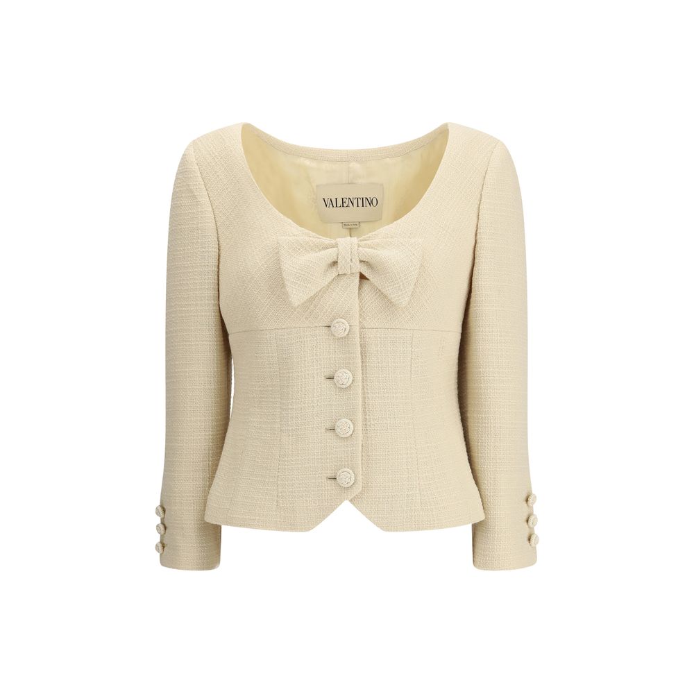 Short Jacket in Plain Wool Tweed