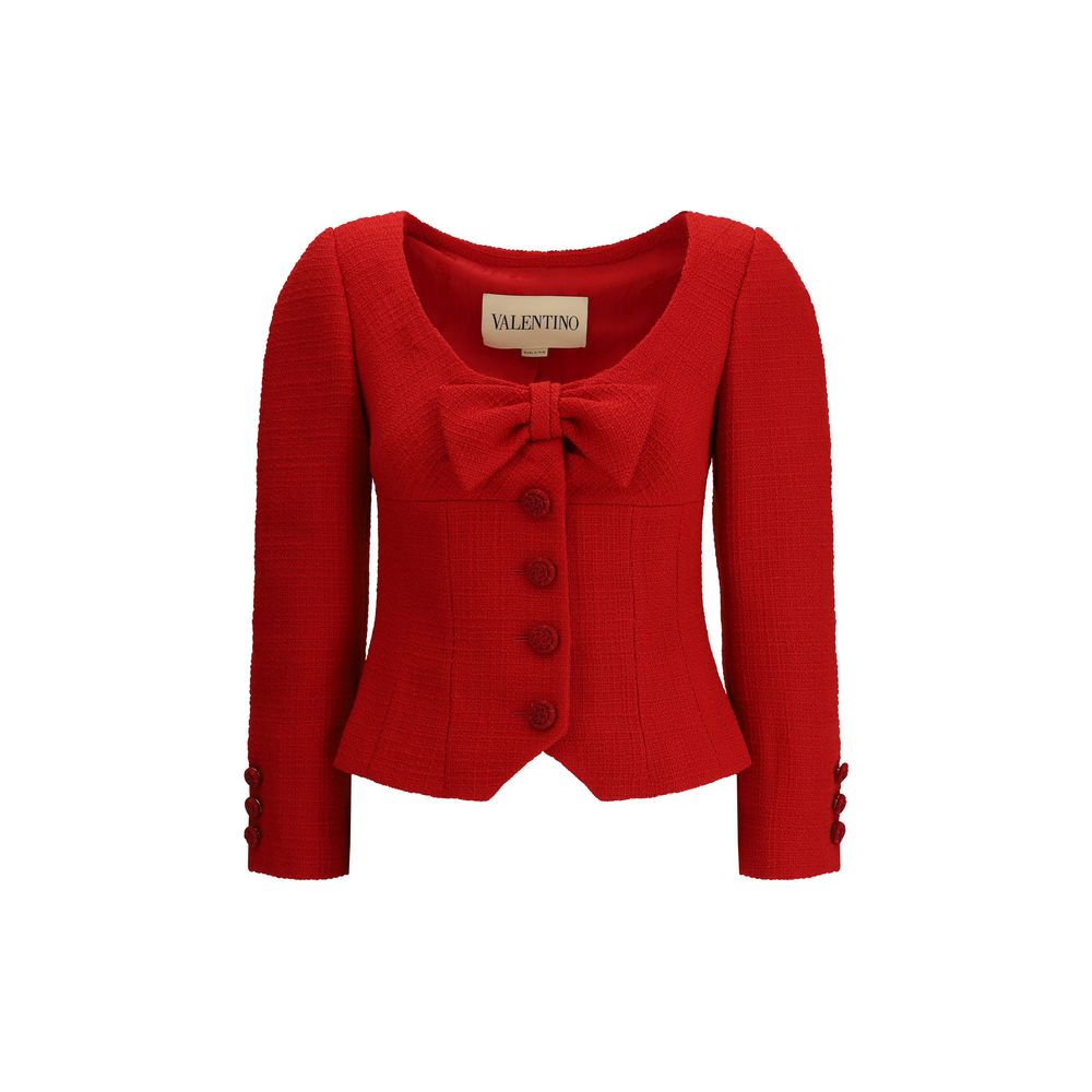 Short Jacket in Plain Wool Tweed