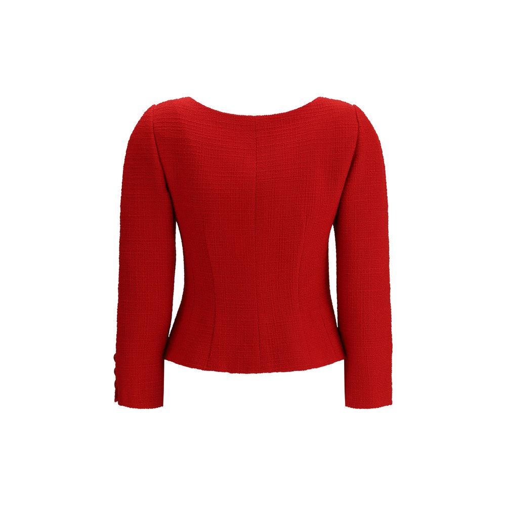 Short Jacket in Plain Wool Tweed