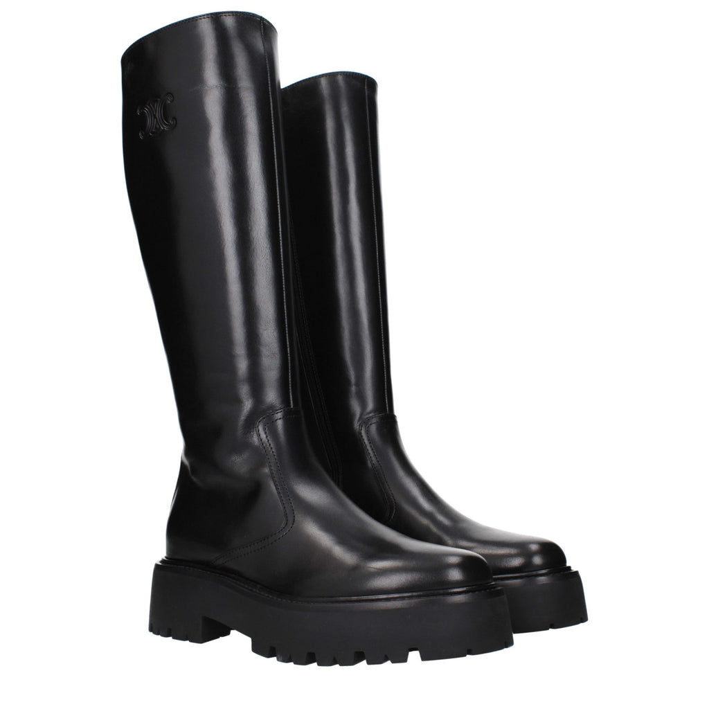 Black Leather Ankle Boots